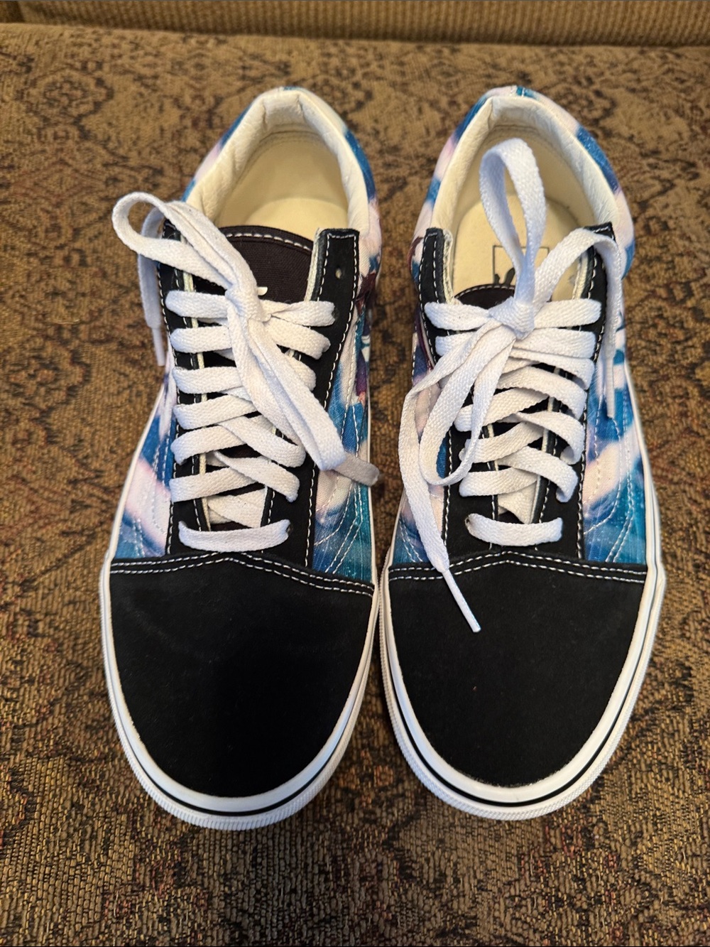 Vans Men’s Black & Blue Tie-Dye Lace-Up Skate Shoes